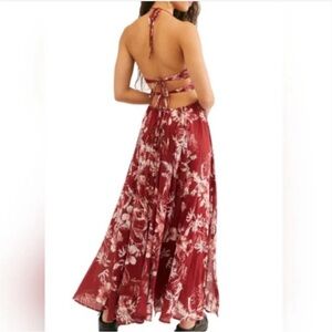 Free People Lillie Floral Maxi Dress with slit and open back